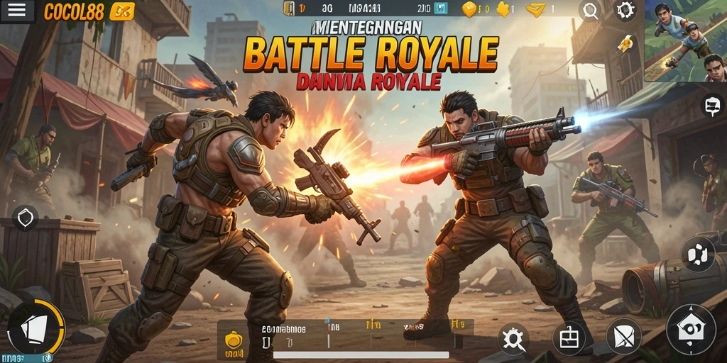 Screenshot COCOL88 menampilkan laga intens di arena Battle Royale.