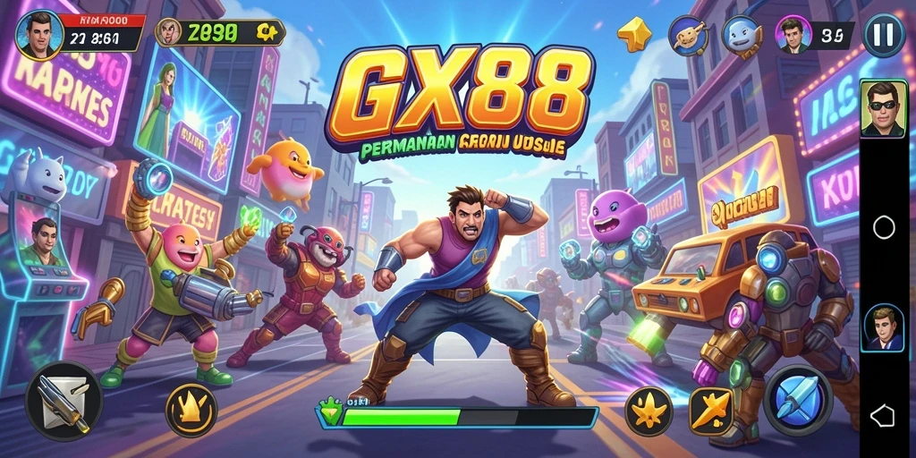 Screenshot gameplay GX88 yang menampilkan aksi arcade yang seru.
